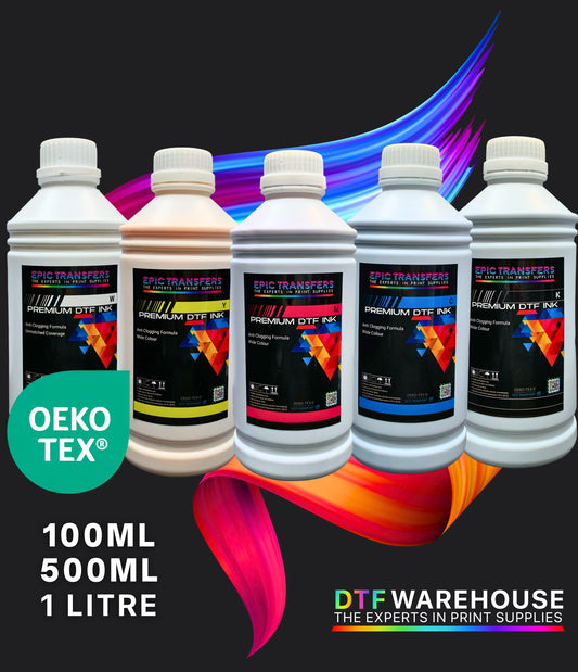 DTF Warehouse's Premium DTF CMYK + White Ink Bundle