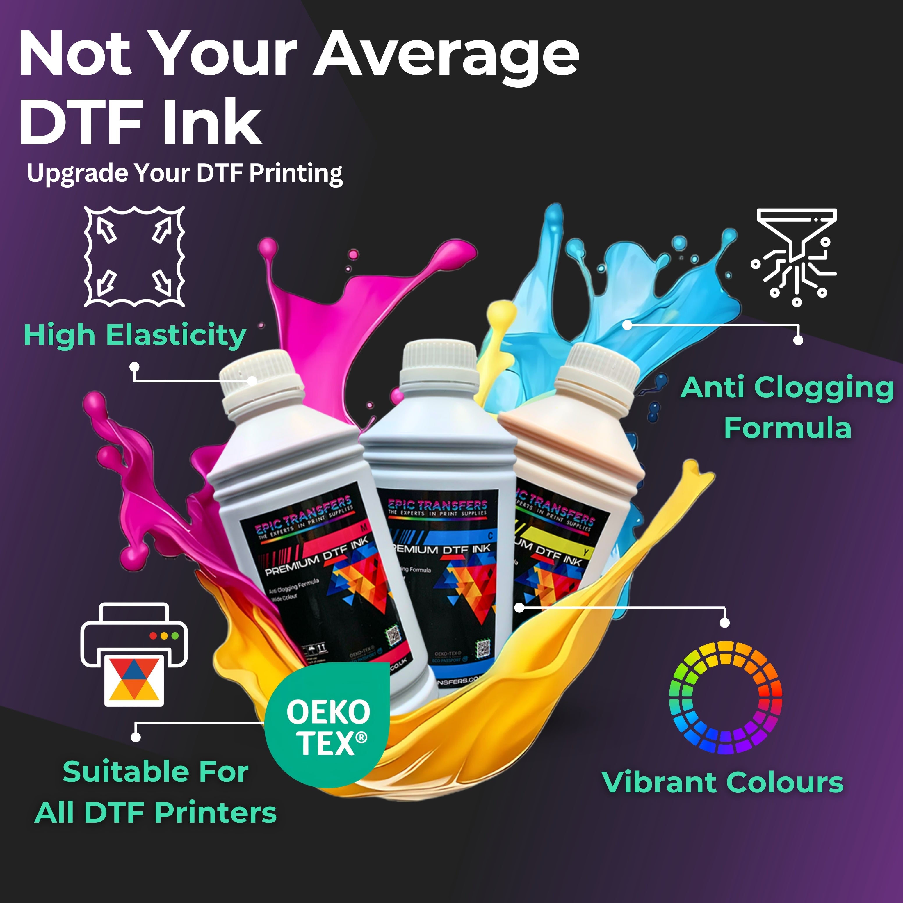 DTF Warehouse's Premium DTF CMYK + White Ink Bundle