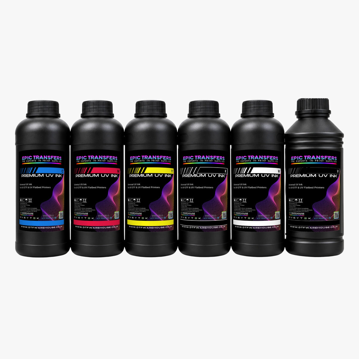 DTF Warehouse's Premium UV CMYK+WV Ink Bundle
