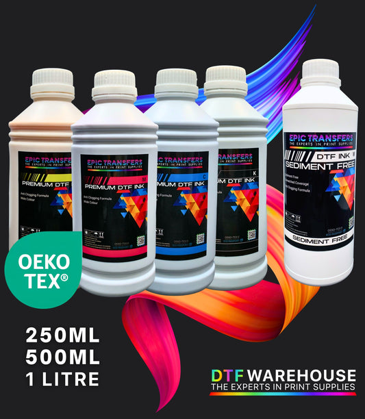 DTF Warehouse Premium CMYK + Sediment-Free White Ink Bundle