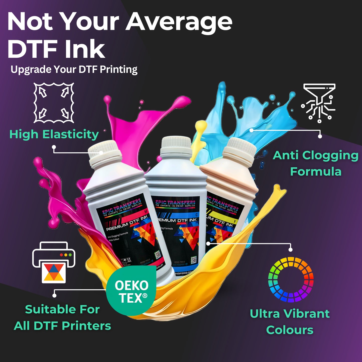 DTF Warehouse's Premium DTF Ink Single Bottles