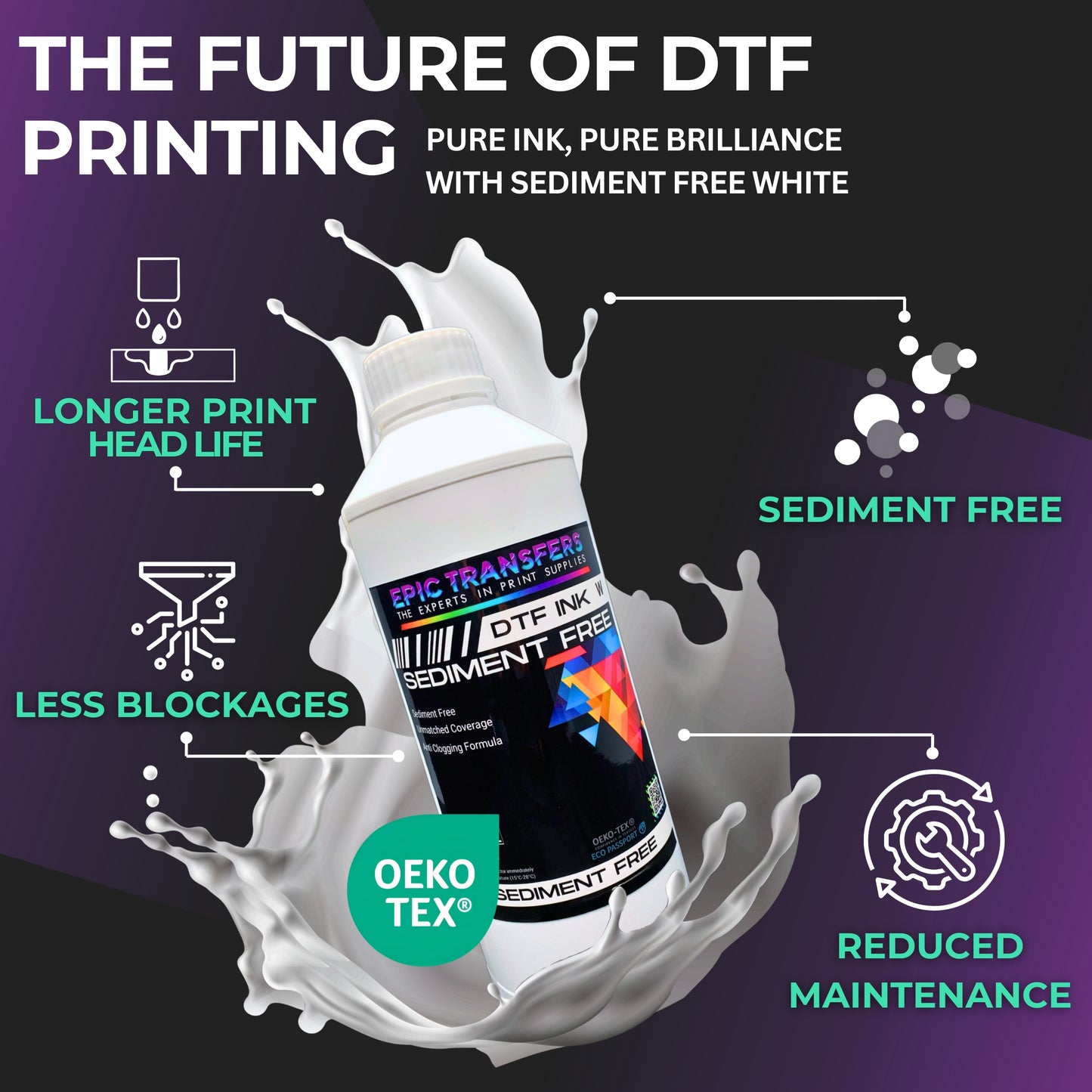 DTF Warehouse Sediment-Free White DTF Ink