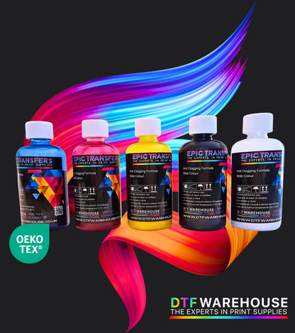 DTF Warehouse's Premium DTF CMYK + White Ink Bundle