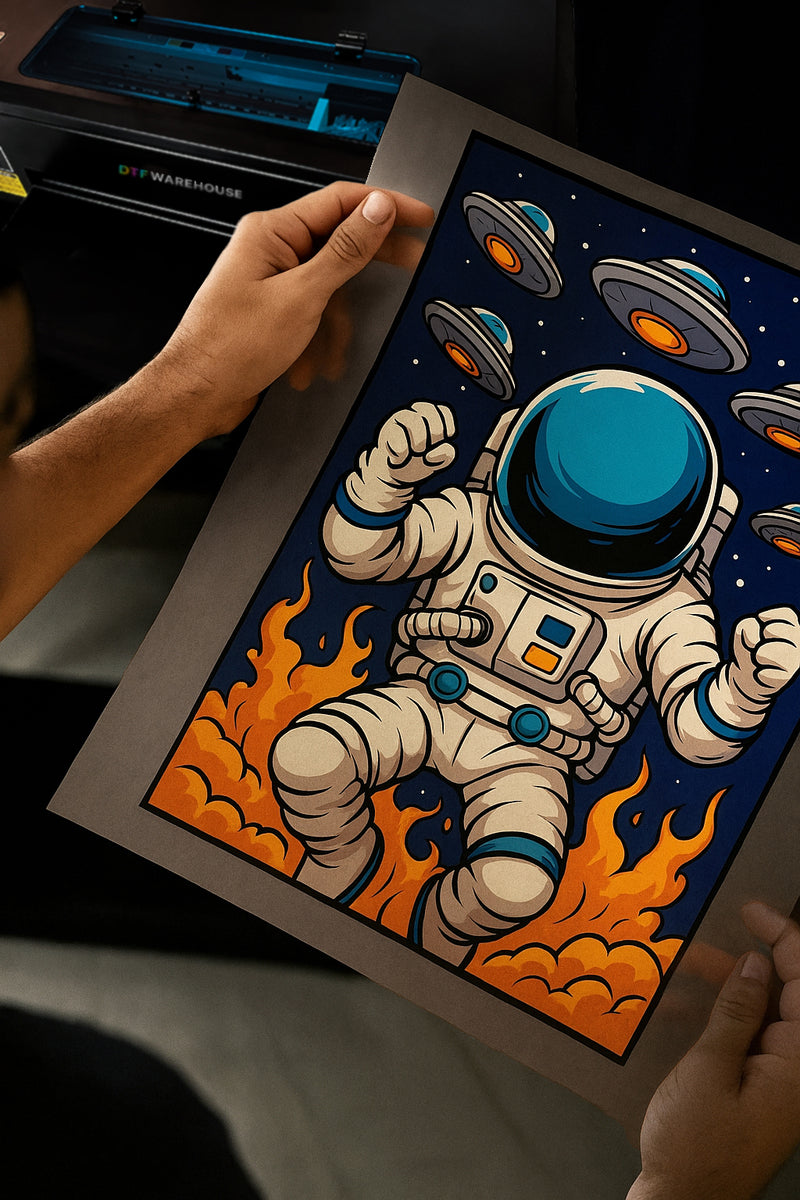 Vivid astronaut print showing colour precision